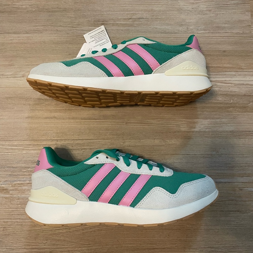 Green & pink retro Adidas sneakers
